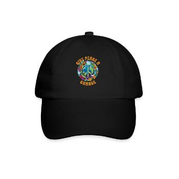 Hippie Peace Zeichen Frieden Blumen Blumenkind - Baseballkappe - Schwarz/Schwarz - Vorne