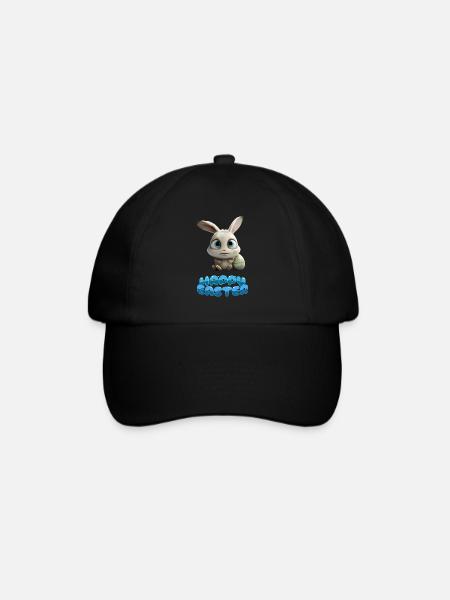 Lustiger süsser Froher Osterhase - Baseballkappe - Schwarz/Schwarz