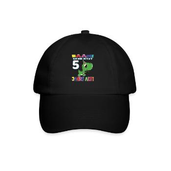Bääm Ich Bin Jetzt 5 Jahre Alt Dino - Baseballkappe - Schwarz/Schwarz - Vorne