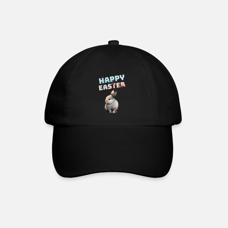 Drôle mignon joyeux lapin de Pâques - Casquette classique - noir/noir