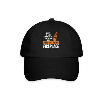 Kamin Spruch Ofen Kaminofen Brennholz - Baseballkappe - Schwarz/Schwarz - Vorne
