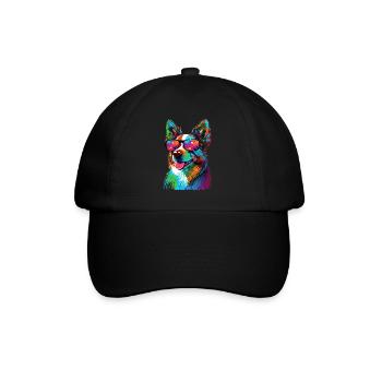 Super Cute Retro Rainbow Anime Corgi Corgeek Art - Baseball Cap - black/black - Front