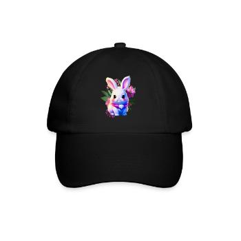 cute Easter Bunny Floral with Easter flowers - Baseball Cap - black/black - Front