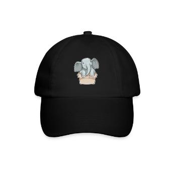 Elefant Karton - Baseballkappe - Schwarz/Schwarz - Vorne
