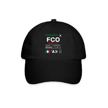 Etikett des Flughafens Rom - Baseballkappe - Schwarz/Schwarz - Vorne