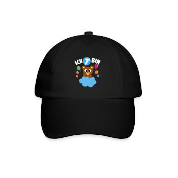 Teddybär Geburtstagshirt 7 Jahre Mädchen Geschenk - Baseballkappe - Schwarz/Schwarz - Vorne