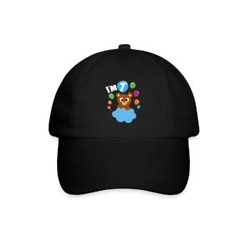 Birthday Bear 7 Years Old Bday Party Gift - Baseballkappe - Schwarz/Schwarz - Vorne