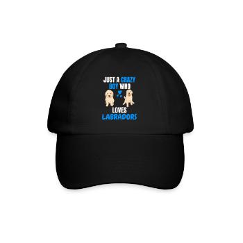 Verrückter Junge Hunde Lustiges Geschenk Labrador - Baseballkappe - Schwarz/Schwarz - Vorne