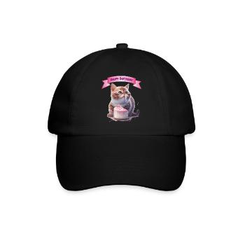 Joyeux anniversaire chaton cadeau - Casquette classique - noir/noir - Devant