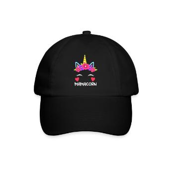 Mamacorn Einhorn Fan Muttertag Mom Unicorn - Baseballkappe - Schwarz/Schwarz - Vorne