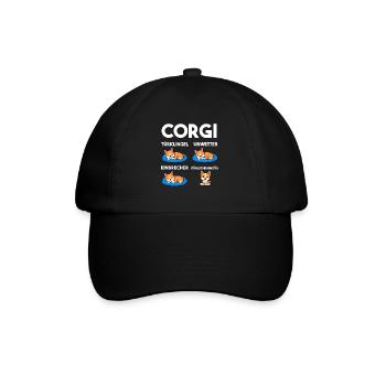 Hund Corgi - Baseballkappe - Schwarz/Schwarz - Vorne