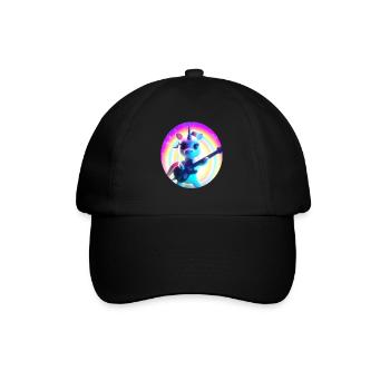 Une drôle de licorne avec guitare électrique et arc-en-ciel - Casquette classique - noir/noir - Devant