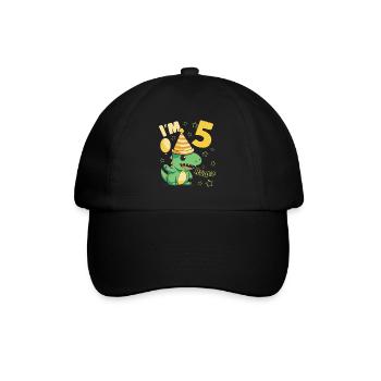 Dinosaur Birthday Party 5 Year Old Boy 5 Yrs Gift - Baseball Cap - black/black - Front