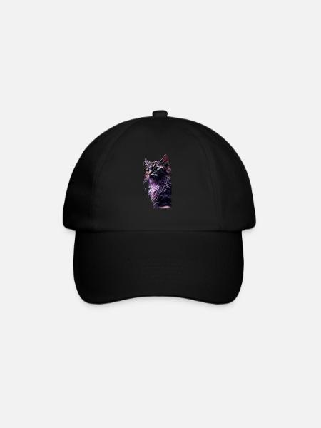 Katze - Baseballkappe - Schwarz/Schwarz