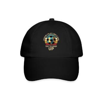 Ich weiß, dass ich wie ein Mädchen spiele und versuche, Schritt zu halten - Baseballkappe - Schwarz/Schwarz - Vorne