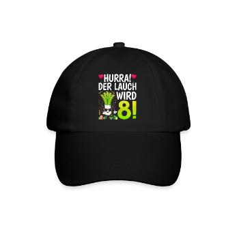 Hurra der Lauch wird 8 - Baseballkappe - Schwarz/Schwarz - Vorne