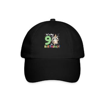 Raccoon for 9th birthday children nine years old - Baseball Cap - black/black - Front