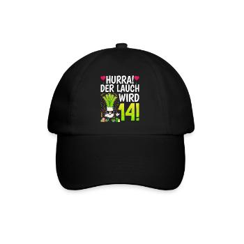Hurra der Lauch wird 14 - Baseballkappe - Schwarz/Schwarz - Vorne