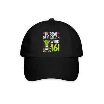 Hurra der Lauch wird 16 - Baseballkappe - Schwarz/Schwarz - Vorne