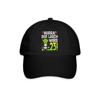 Hurra der Lauch wird 23 - Baseballkappe - Schwarz/Schwarz - Vorne