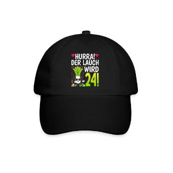 Hurra der Lauch wird 24 - Baseballkappe - Schwarz/Schwarz - Vorne