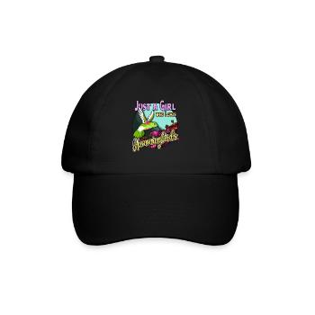 Nur ein M�dchen, das gerne Kolibris M�dchen liebt - Baseballkappe - Schwarz/Schwarz - Vorne