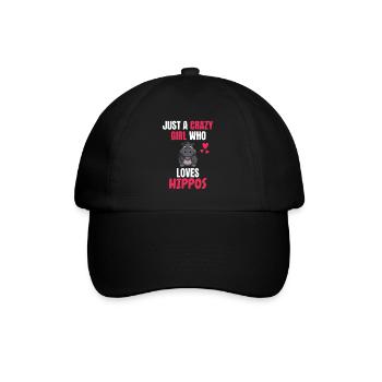 Verrücktes Mädchen Afrika Tier Geschenk Nilpferd - Baseballkappe - Schwarz/Schwarz - Vorne