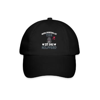 Hippo Afrika Tier Lustiges Geschenk Nilpferd - Baseballkappe - Schwarz/Schwarz - Vorne