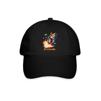 SpaceDog Hund Hundeliebhaber Weltall Design - Baseballkappe - Schwarz/Schwarz - Vorne