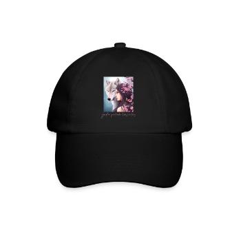 Juste une fille qui aime les loups Loup Fleur de cerisier - Casquette classique - noir/noir - Devant