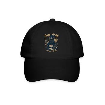Japanese-Inspired Feline Culinary Cat Sushi Chef - Baseball Cap - black/black - Front