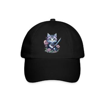 The ninja cat – unique and colorful - Baseball Cap - black/black - Front