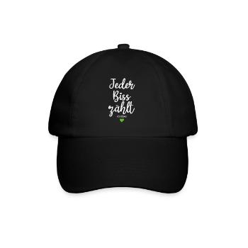 Veganer Jeder Biss Zählt Ich Liebe Tiere Go Vegan - Baseballkappe - Schwarz/Schwarz - Vorne
