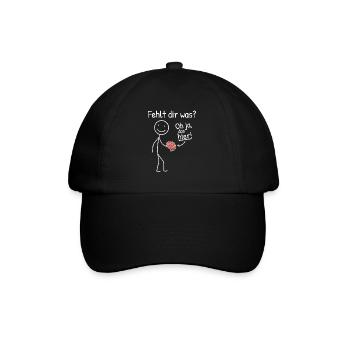 Hirn Fehlt Gehirn Sarkasmus Ironie Sprüche - Baseballkappe - Schwarz/Schwarz - Vorne