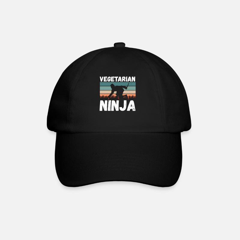 Vegetarischer Ninja jahrgang - Baseballkappe - Schwarz/Schwarz