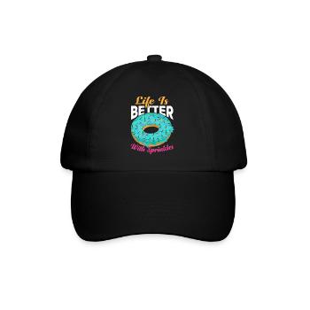 Life Is Better With Sprinkles 16 - Baseballkappe - Schwarz/Schwarz - Vorne