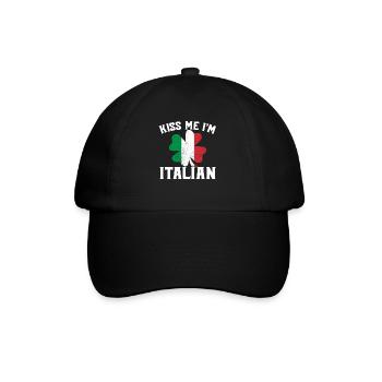 Küss mich, ich bin Italiener St. Patrick's Day Ich - Baseballkappe - Schwarz/Schwarz - Vorne