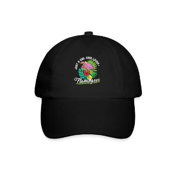 Flamingo Mädchen - Baseballkappe - Schwarz/Schwarz - Vorne