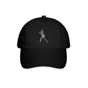 Low Poly Pitcher Schläger Polygon Baseball - Baseballkappe - Schwarz/Schwarz - Vorne