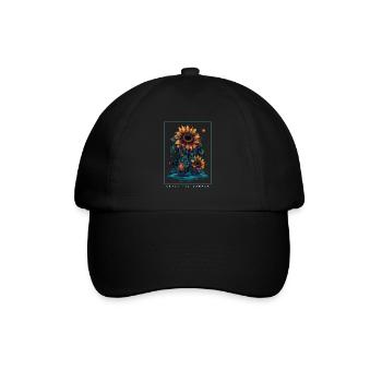 Psychedelische Sonnenblumen Garten Natur Geschenk - Baseballkappe - Schwarz/Schwarz - Vorne