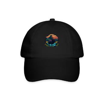 Retro Cow Bison Buffalo Water Buffalo Silhouette - Baseball Cap - black/black - Front