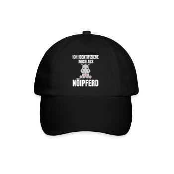 Gelangweiltes Nilpferd / Nölpferd / Keinen Bock - Baseballkappe - Schwarz/Schwarz - Vorne