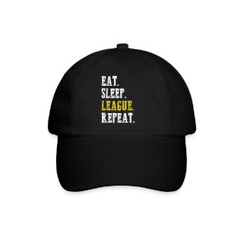 Eat Sleep League Repeat Sports Game Gaming - Baseball Cap - black/black - Front