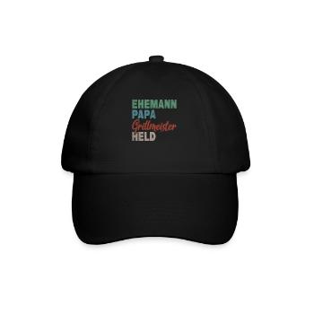 Ehemann Papa Grillmeister Held Vaterschaft - Baseballkappe - Schwarz/Schwarz - Vorne