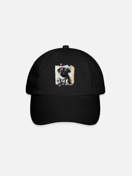 Mops - Baseballkappe - Schwarz/Schwarz