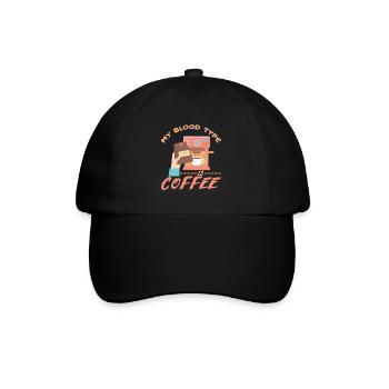 Meine Blutgruppe ist Kaffee - Baseballkappe - Schwarz/Schwarz - Vorne
