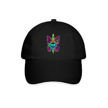 Totenkopf Schmetterling mit Dolch - Baseballkappe - Schwarz/Schwarz - Vorne