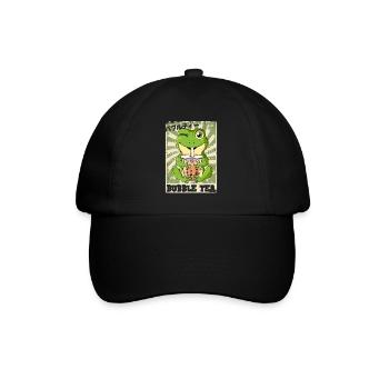 Boba Tea Frosch Bubble Tea - Baseballkappe - Schwarz/Schwarz - Vorne