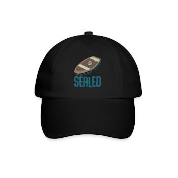 Robbe Seehund Wortspiel Seerobbe - Baseballkappe - Schwarz/Schwarz - Vorne