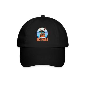 Skihase Skifahren Skifahrn Skihaserl - Baseballkappe - Schwarz/Schwarz - Vorne